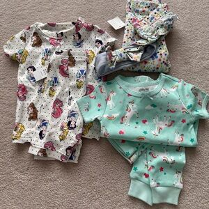Disney short set, unicorn 2 piece set, floral pants w/ ruffle & headband